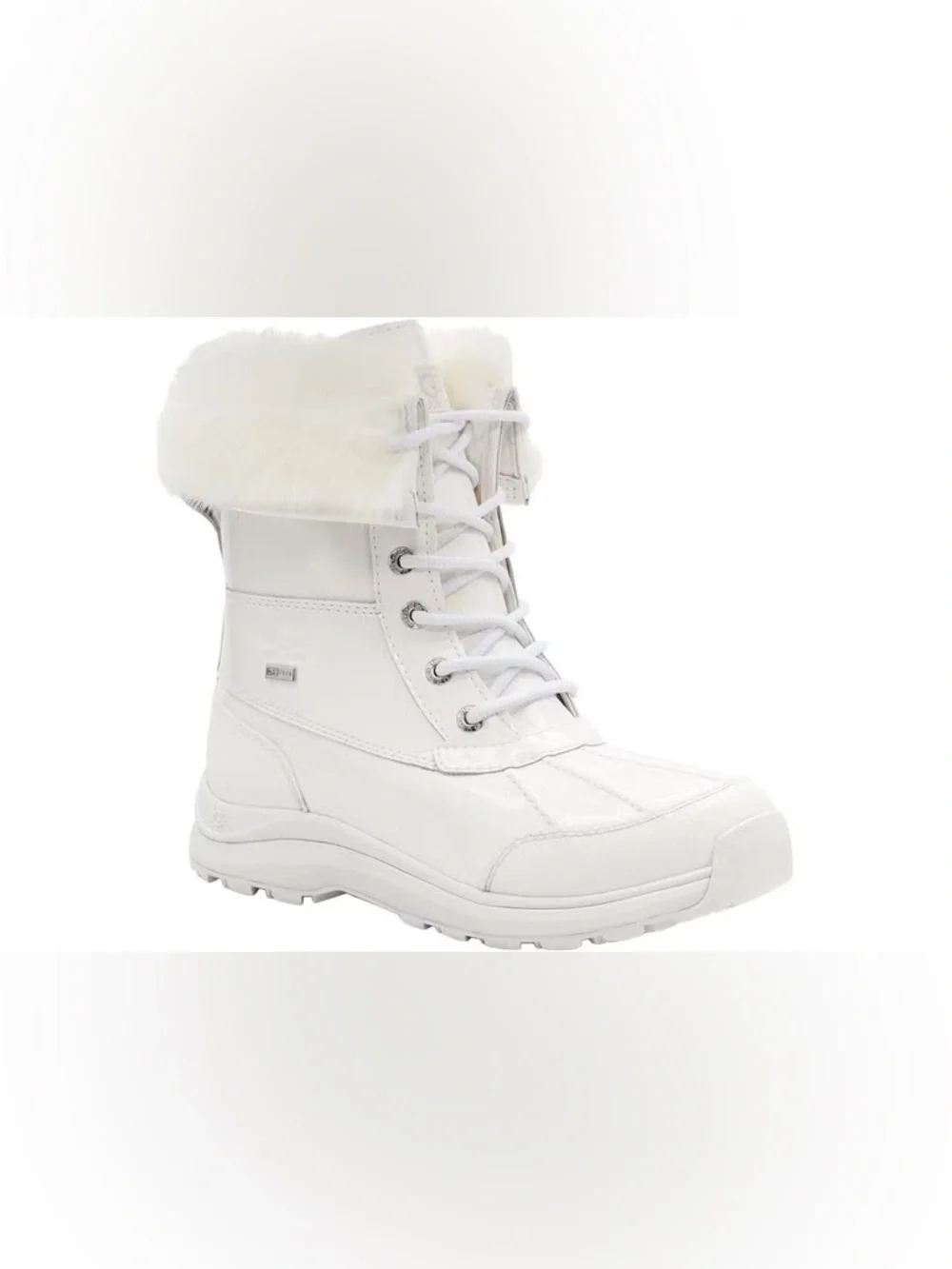 UGG Adirondack lll Patent Boot in All White Lace-Up Winter Ankle Boots | Size 6